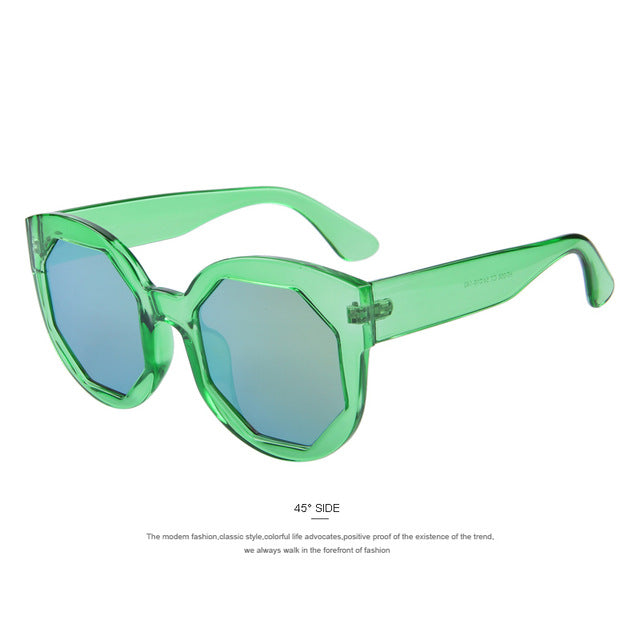 Women Sunglasses Polygon Lens Cat Eye Shades Candy Color Big Frame Glasses UV400