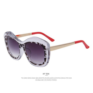 Fashion Women Cat Eye Sunglasses Big Frame Metal Temples Brand Designer Sunglasses UV400