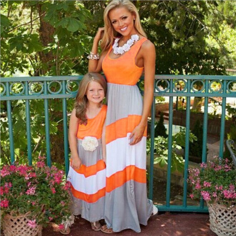 Mommy and Me Mother Daughter Dresses Family Set Maxi Long Dress