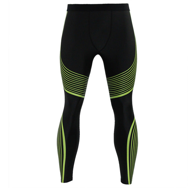 Men Compression Pants Leggings Lycra Viscose Striped Streamer Elastic Joggers Sweatpaitness