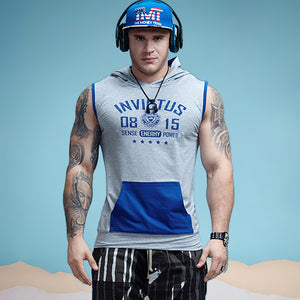 Men's Sleeveless Hoodies Slim Fitted Wokout Tank Top Man Bodybuilding