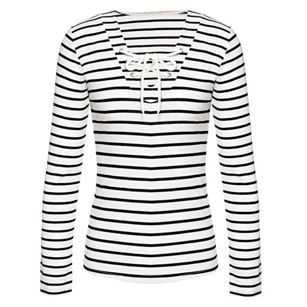 Women Stripe Long Sleeve Casual Tops T-Shirt Blouse
