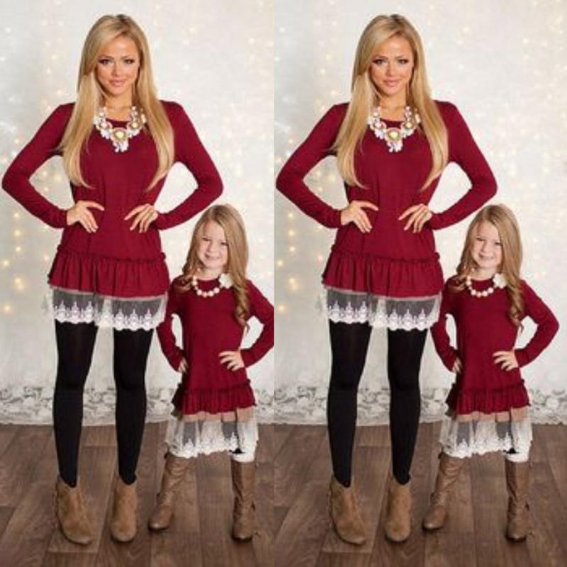 Mommy and Daughter Family Matching Outfits Long Sleeve Bottoming T-shirt Tops