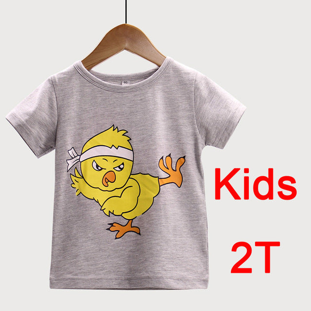 Father Son Matching Clothes Cartoon Chicken Family Clothing Short Sleeve Tshirt