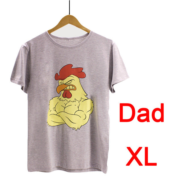 Father Son Matching Clothes Cartoon Chicken Family Clothing Short Sleeve Tshirt