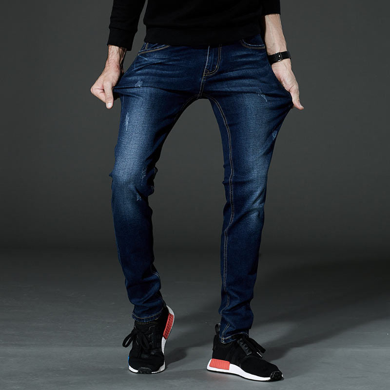 2018 Men's Jeans High Elasticity Slim Male Straight Jeans Solid Color 28-46 Plus Size Mens Casual Jeans Brand