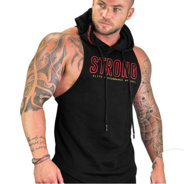 Tank Top Hoodie Fitness Bodybuilding Muscle Workout Tank Cut Stringer