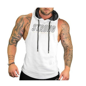 Tank Top Hoodie Fitness Bodybuilding Muscle Workout Tank Cut Stringer