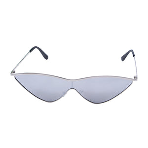 Women's Cat Eye Sunglasses Metal Frame with Colored Mirror One Piece Sun Glasses Stylish Triangle Lens