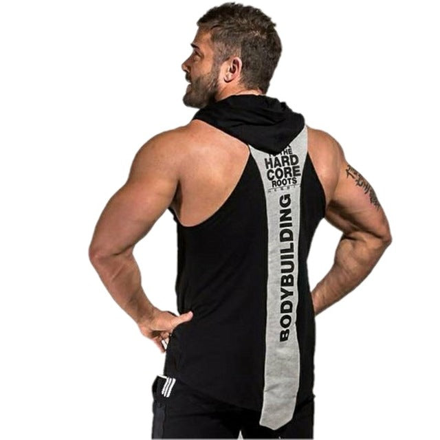 2018 new gyms Brand Men's Tank Top Hoodie Fitness Bodybuilding Muscle Cut Stringer Workout Tank Top Activewear Male