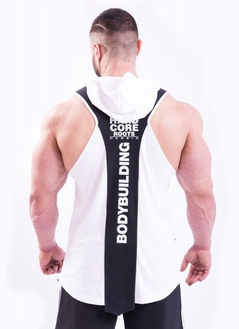 2018 new gyms Brand Men's Tank Top Hoodie Fitness Bodybuilding Muscle Cut Stringer Workout Tank Top Activewear Male