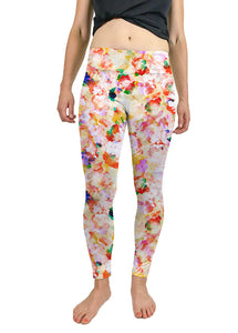 White Legging with Abstract Floral Print