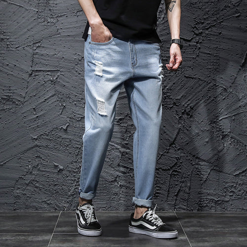 2018 tide men's feet pants jeans men's fashion jeans hot men's feet new jeans men's