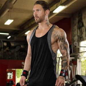 Men's Vigor Tank Tops Fitness Patchwork Clothing Low Cut SideHoles