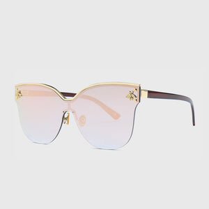 Oversize Rimless Sunglasses Women Fashion Cat Eye Bee Sun Glasses Female Retro Brand Designer Oculos UV400 ss735