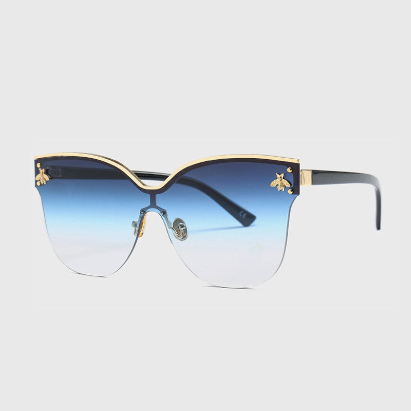 Oversize Rimless Sunglasses Women Fashion Cat Eye Bee Sun Glasses Female Retro Brand Designer Oculos UV400 ss735