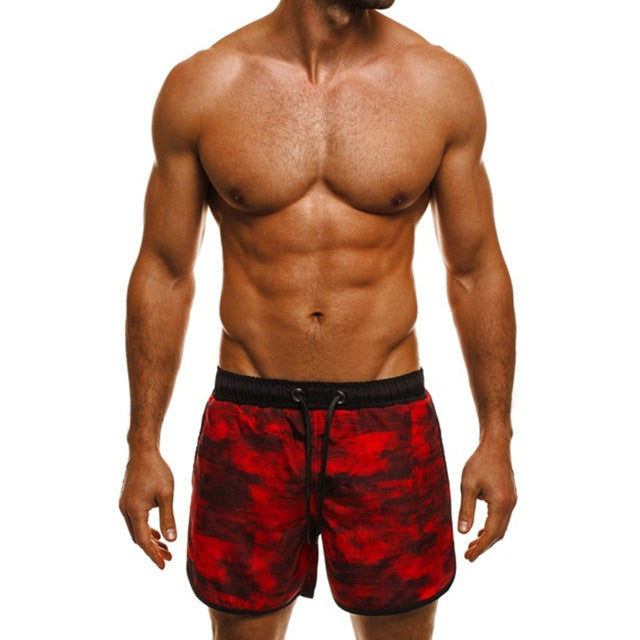 Male Board Shorts Military Camouflage Sporting Loose Fitness Joggers Milk Silk