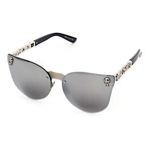 Skull Sunlasses Men Gothic Cat Eye Sun glasses Women Reflective Sun Glass Vintage Unisex Rimless Eyewear Fashion UV400 Shades