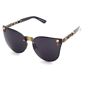 Skull Sunlasses Men Gothic Cat Eye Sun glasses Women Reflective Sun Glass Vintage Unisex Rimless Eyewear Fashion UV400 Shades