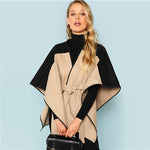 Khaki Cut and Sew Lace Up Coat Elegant 3/4 Sleeve Belted Outer Coats Women Modern Lady Highstreet Fashion Coats