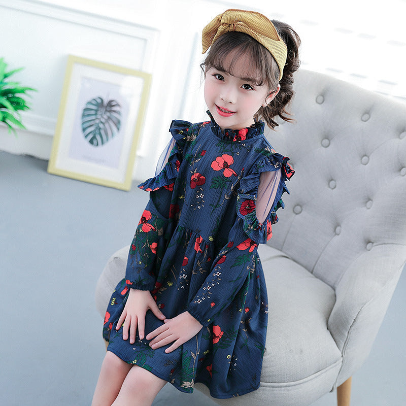 Spring dress floral outfit girls dress shabby chic clothes girl long sleeve dress Floral girl outfit child dress pattern