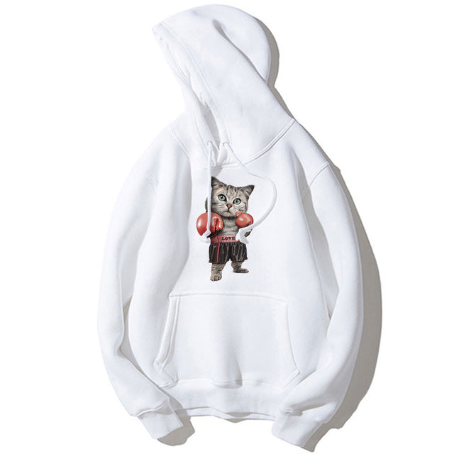 Funny Cat Boxer Print Hoodies Men Brand Sweatshirts Unisex 3D Pritned Pullover Coats Casual Tracksuits Spring Fall Male Jackets