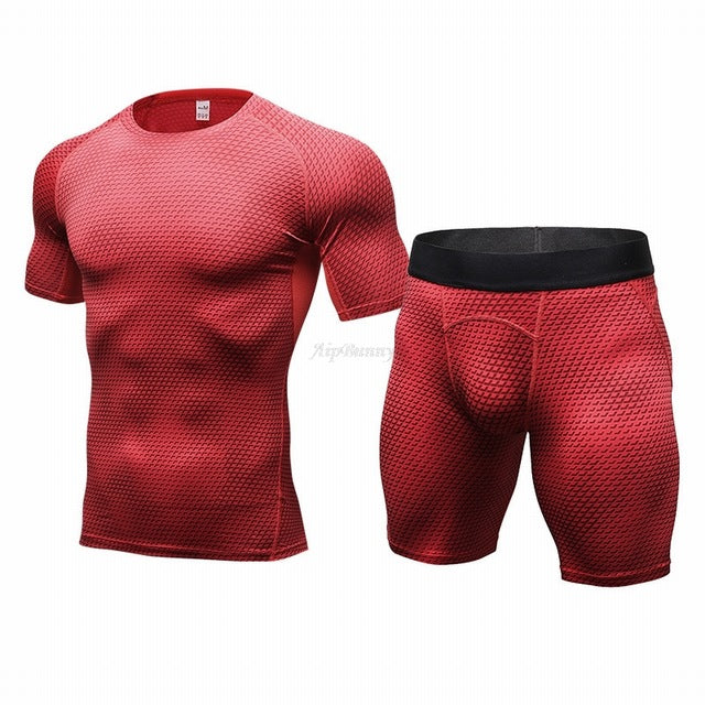 Quick-drying Sportswear Men leggings Tracksuit Running jogging Suit Fitness