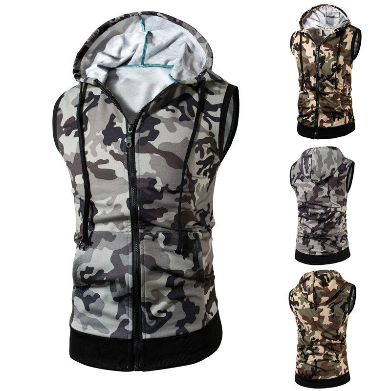 Cotton Camouflage Tank Tops Hoodie Fitness Mens Bodybuilding Workout