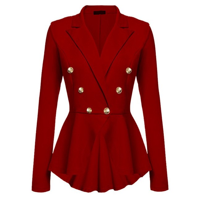 Autumn Women Jacket Suit Blazer Irregular Slim OL Double Stretch Breasted Suit Blazer Femme Basic Coat Jacket Casual Outwear