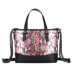 Snake Skin Handbags For Women Pu Leather Serpentine Shoulder Bags Chain Crossbody